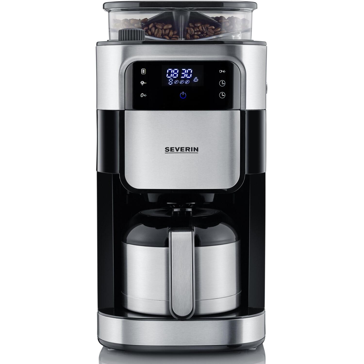 Severin KA 4814 кофемашина, 4814-000, 1000 Вт, 200 г, 1 л, черный, серебристый, автоотключение (4814-000)