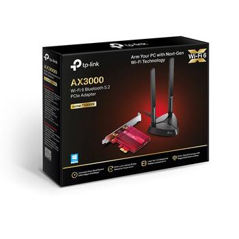 AX3000 Wi-Fi 6 Bluetooth 5.2 PCIe адаптер, TP-Link, Archer TX3000E, 2.4GHz/5GHz, 574+2402 Мбит/с (ARCHERTX3000E)