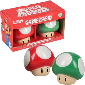 Paladone Super Mario Sēņu sāls un piparu kratītāji PP13410NN, keramika, sarkans/zaļš, 2 gab. (PP13410NN)