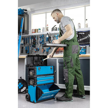Hogert instrumentu ratiņi HT7G080, 45kg, 3 atvilktnes, 420x220x150mm, 390x215x60mm, 410x210x280mm, teleskopisks rokturis (HT7G080)