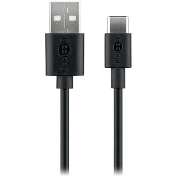 Goobay USB-C kabelis 59122, 2 m, 3 A, sinhronizācija un uzlāde, melns (59122)