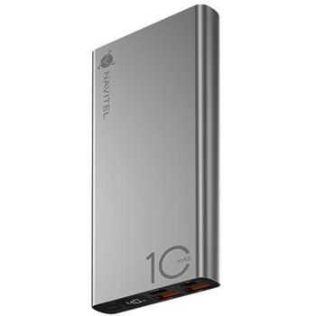 Navitel Lādētājs-akumulators PWR10 AL Silver, 10000mAh 3.7V 37Wh, 22,5W, USB-C 5V 2,6A, 9V 2A, 12V 1,5A, Mikro USB 5V 2A, 9V 2A (PWR10 AL Silver)