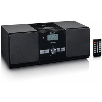 Lenco MC-030BK Микро музыкальная система, 10 Вт, 2.0, Bluetooth 5, 10 м, CD, USB, MP3, FM, 30 станций, AUX, LED, черный (MC-030BK)