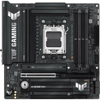 Asus Dēlis TUF GAMING B850M-PLUS WIFI, AMD AM5, DDR5, 192 GB, 4 x DIMM, 3 x M.2, 4 x SATA III, 7.1 audio, Wi-Fi 6E, Bluetooth 5.3 (TUF GAMING B850M-PLUS WIFI)