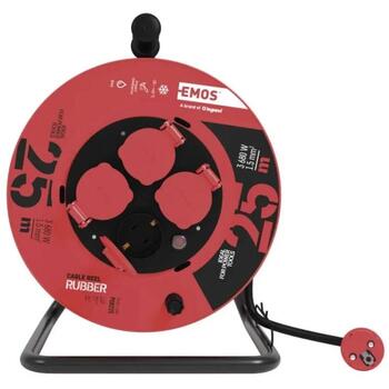 Emos Уличная удлинительная катушка P08225, 25 м, 4 розетки, 230 В, 1,5 мм2, IP44, резина, термозащита (P08225)