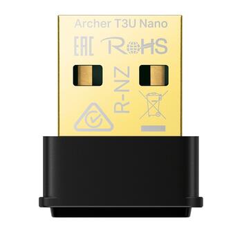 AC1300 Nano беспроводной MU-MIMO USB адаптер, TP-Link, Archer T3U Nano, 2.4 GHz, 5 GHz, USB 2.0 (ARCHERT3UNANO)