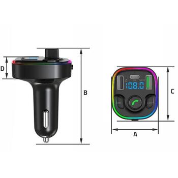 Manta FM модулятор TFM102 STREAM, QC3.0 USB, USB-C PD 20W, Bluetooth 5.0, MicroSD слот, 7 типов фоновой подсветки (TFM102 STREAM)