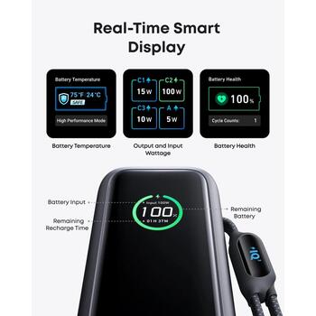 Anker Zolo Power Bank A1695H11, 25000 мАч, 1 x USB-C, 3 x USB-C 100 Вт, 1 x USB Type A, серый (A1695H11)