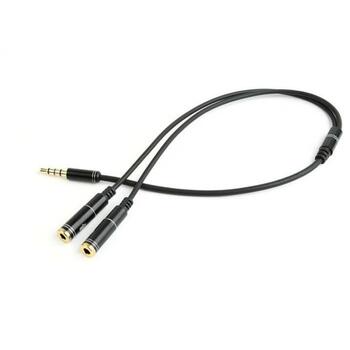 Gembird кабель 3.5mm 4-pin на 3.5mm S+MIC 0.2m черный (CCA-417M)