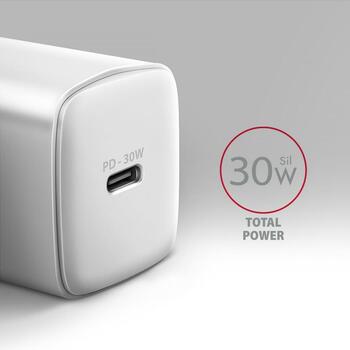 Axagon зарядное устройство ACU-PD30W 30W, 1x USB-C, быстрая зарядка, белый, сетевой адаптер, CE, RoHS (ACU-PD30W)