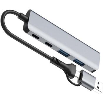 Tracer Адаптер 47500 TRAPOD47500, 4 порта, 2xUSB-A (3.0), 2xUSB-C, алюминиевый корпус (TRAPOD47500)