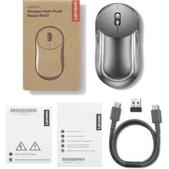 Lenovo bezvadu daudzrežīmu pele 8000 4Y51V37298, 4000 dpi, Bluetooth 5.3, 2.4 GHz, 5 pogas, optiskais sensors (4Y51V37298)