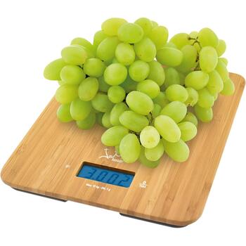 Jata Кухонные весы HBL0310, 15кг, 1г, 5мм бамбук, ЖК-дисплей, часы, таймер, g/kg/oz/lb/fl.oz (HBL0310)