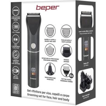 Beper Набор для стрижки P304CAP050, 11 насадок, моющиеся лезвия, точный триммер, 6 расчесок для укладки, подставка, USB-кабель (P304CAP050)