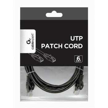 Gembird патч-кабель PP6U-2M/BK, 2м, черный, CAT 6, U-UTP, позолоченные контакты (PP6U-2M/BK)