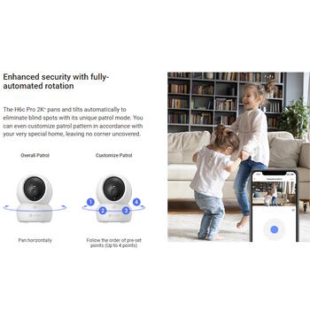 Ezviz H6c Pro 2K CS-H6c-R105 Внутренняя Поворотно-Наклонная Умная Wi-Fi Камера MicroSD Цветное Ночное Видение Белая (H6c-Pro-2k)