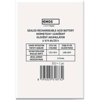 Emos SLA аккумулятор для фонарей B9641, 6V, 4Ah, 0.7kg, 70x47x101mm, faston 4.7mm, аварийное освещение, перезаряжаемый (B9641)
