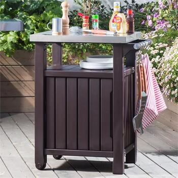 Keter Unity 105L grila galds, 29202663590, brūns, 105L, 82x52x90cm, 2 riteņi, kompozītmateriāls (29202663590)