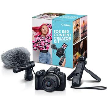 Canon EOS R50 V, 6895C028, 24.2 МП, ISO 32000, Wi-Fi, видеозапись, автоматический, ручной, APS-C, черный (6895C028)