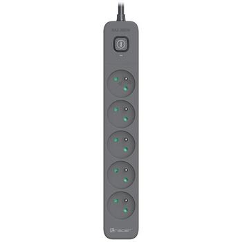 Tracer Удлинитель TRALIS47024, 3м, 5 розеток, 2 USB 2,1A, защита от перенапряжения, выключатель (TRALIS47024)