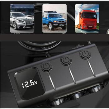 Manta Auto lādētājs MCC201T, 12-24V, 1306W, 3x USB-A, 2x USB-C, PD 36W, QC 3.0, LED displejs (MCC201T)