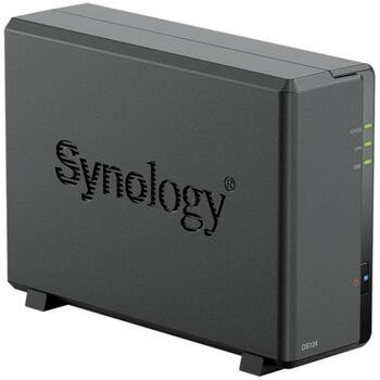 Synology NAS хранилище башня DS124, CPU Realtek RTD1619B, 1 RJ45, 2 USB 3.2, 1 ГБ памяти, EXT4, DDR4, 1 диск/отсек, 10.69 Вт (DS124)