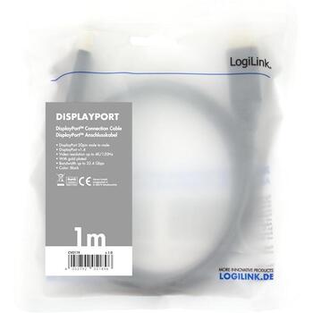 Logilink DisplejaPorta kabelis CV0119, 1 m, 4K atbalsts, 8K atbalsts (CV0119)