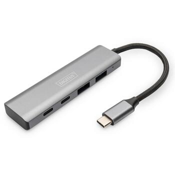 Digitus USB centrmezgls DA-70245, 2x USB-A, 2x USB-C, 10 Gbps, alumīnija korpuss (DA-70245)
