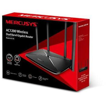 Mercusys беспроводной маршрутизатор AC12G, 1167 Мбит/с, 4 порта, 2.4 ГГц 300 Мбит/с, 5 ГГц 867 Мбит/с, 4 внешние антенны (AC12G)
