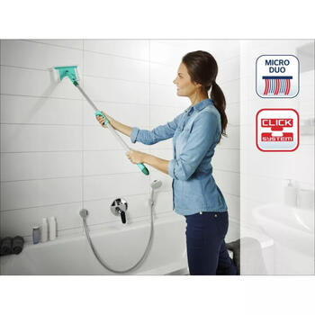 LEIFHEIT Bath Cleaner micro duo 1041700, телескопическая ручка 93–150см, 18см, MicroDuo, система Click (1041700)