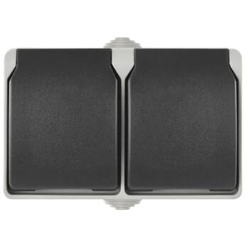 Emos Двойная розетка A1396.1, 127mm, 92mm, 55mm, 16A, IP44, винтовое соединение, настенное крепление, двойная водонепроницаемая (A1396.1)