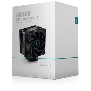 Deepcool CPU dzesētājs AK400 ZERO DARK PLUS R-AK400-BKNNMD-G-1, 59,46 cfm, 220W TDP, 4 siltumcaurules, 28 dB, 500-1650 RPM (R-AK400-BKNNMD-G-1)
