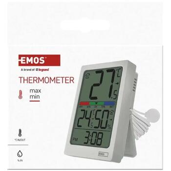 Emos Цифровой термометр с измерителем влажности E0558P, -10°C до +50°C, -50°C до +70°C, 1,9 м провод, будильник (E0558P)