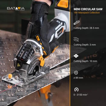 Bezvadu 18 V bezsuku mini ripzāģis 89 mm bez akumulatora un lādētāja Mini Circular Saw 7064048 Batavia (7064048)