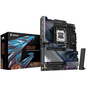 Gigabyte X870E A MASTER X, AMD AM5, 4 DIMM DDR5 līdz 9000MT/s, 5 M.2, 10GbE LAN, Wi-Fi 7, 18+2+2 fāzes VRM (X870E A MASTER X)