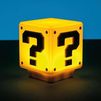 Paladone Super Mario Mini Bloka Gaisma PP3428NN, 11cm, LED, 1 spuldze, dzeltena/balta, galda/plaukta stiprinājums (PP3428NN)