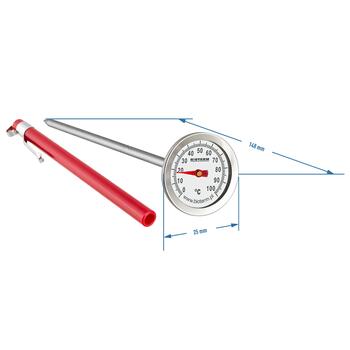 Browin termometrs ēdiena gatavošanai 100400, 0°C līdz 100°C, ±2°C, analogs, adatas zonde, balts ciparnīcas, tikai °C (100400)