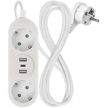 Emos Удлинитель P02214E, 1,4 м, 2 розетки, 2×USB-A, 1×USB-C, 3680 Вт, защита от детей (P02214E)