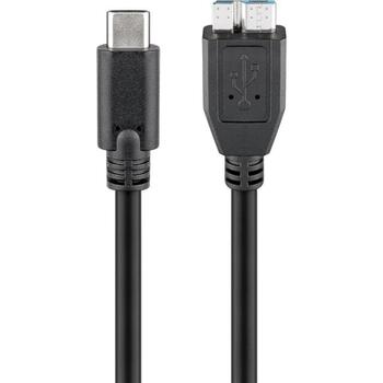 Goobay Kabelis USB-C uz Micro-USB-B 3.0 67995, 0.6 m, 5 Gb/s, 15 W, melns, apaļš, sinhronizācija un uzlāde (67995)