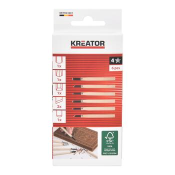 Kreator mini koka kaltu komplekts KRTH23601, 6 gab, 135 mm, 6 mm, koka rokturis (KRTH23601)