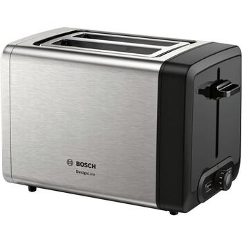 Bosch Maizīšu sildītājs TAT4P420, 970 W, 2 slots, nerūsējošais tērauds/melns, automātiska izslēgšanās, augsts pacēlums (TAT4P420)