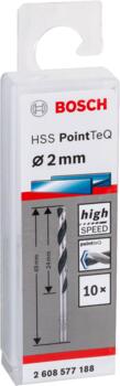 Urbis metālam PointTeQ 2 x 24 x 49 mm , 10 gab., Urbjmašīnām/skrūvgriežiem POINTTEQ HSS SPIRĀLVEIDA URBIS, 2608577188, BOSCH (2608577188)