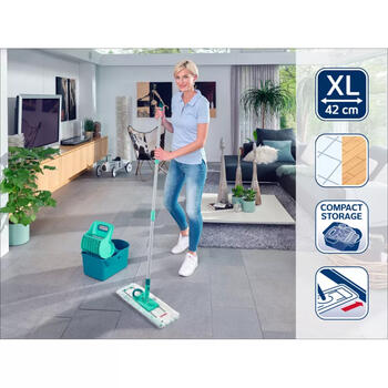 Leifheit Profi Compact Press 1055092, grīdas uzkopšanas komplekts, 8L, spainis ar spiedni, saliekams tērauda kāts (1055092)
