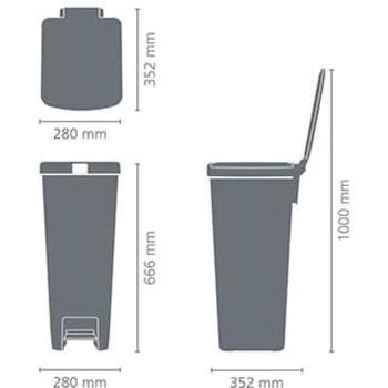 Brabantia StepUp ведро для мусора с педалью 800023, 40л, 66,6см, 35,2см, 28см, тёмно-серый (800023)