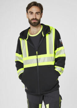 Helly Hansen Hi-vis jaka ar kapuci 79273_369-L, 0.836kg, dzeltena/melna, CL1, 3M atstarojošas joslas, YKK rāvējslēdzējs (79273_369-L)