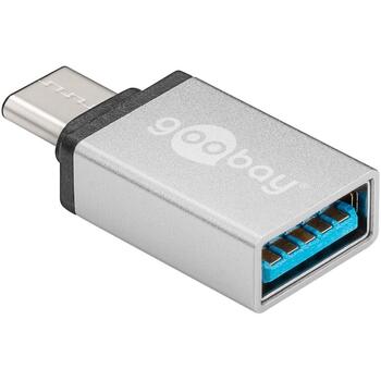 Goobay USB adapteris 56620, USB-C uz USB 3.0 Type A, 24 pin USB-C vīrišķais, 9 pin USB Type A sievišķais, 5 Gbit/s, sudraba (56620)
