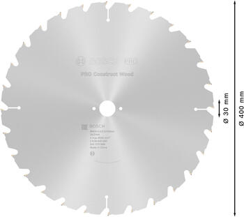 Ripāģa disks 400x30mm Construct wood top 28, Galda zāģiem PRO CONSTRUCT WOOD RIPZĀĢA ASMENS, 2608640693, BOSCH (2608640693)