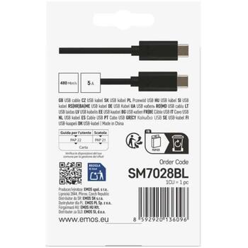 Emos Uzlādes un datu kabelis SM7028BL, 1m, 100W, 480 Mbit/s, USB-C-C, melns (SM7028BL)
