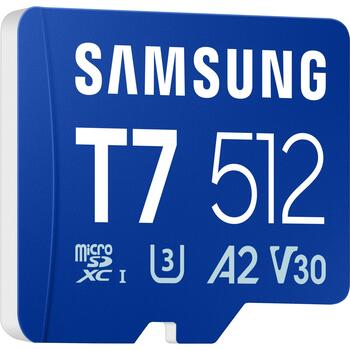 Samsung Карта памяти T7 microSD MB-MB512T/WW, 512 GB, Micro SDXC, UHS-I 10 U3 V30, до 170 MB/s, водонепроницаемая, ударопрочная (MB-MB512T/WW)