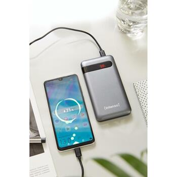 Intenso Power Bank 7332330 10000 мАч, Li-Polymer, USB-C PD, USB-A QC, 2 устройства, LCD дисплей, антрацит (7332330)